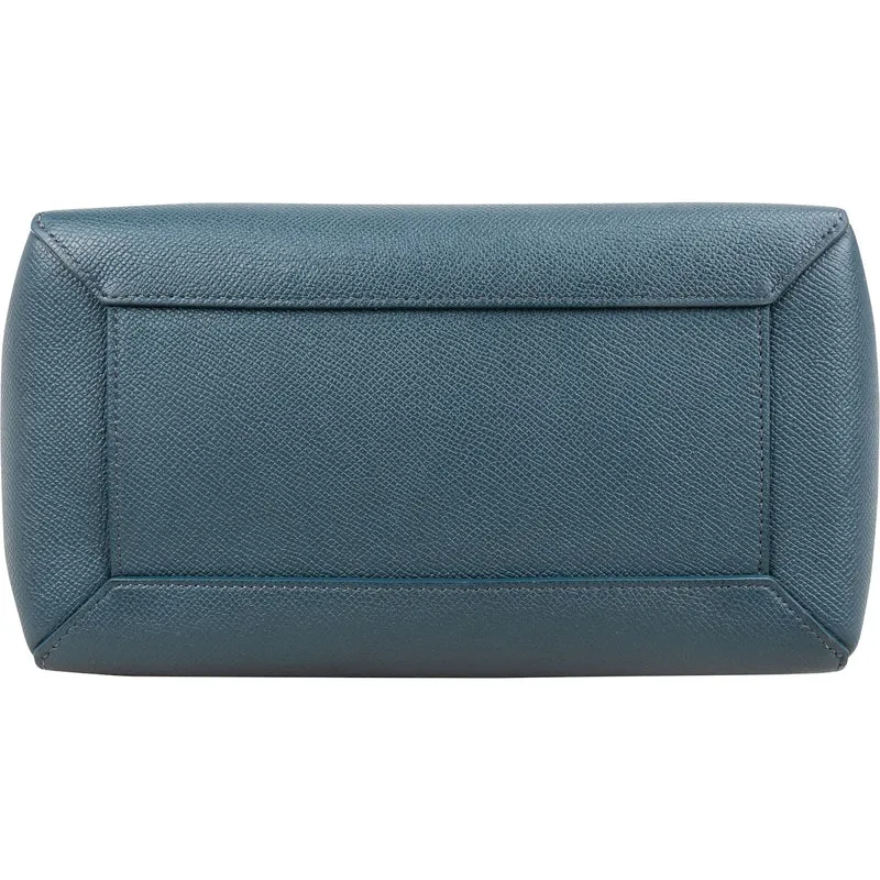 Celine Petrol Leather Grained Calfskin Belt Handbag