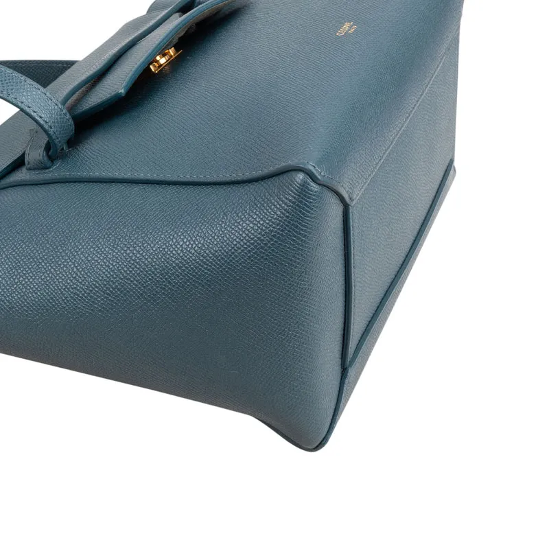 Celine Petrol Leather Grained Calfskin Belt Handbag