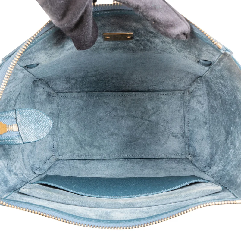 Celine Petrol Leather Grained Calfskin Belt Handbag