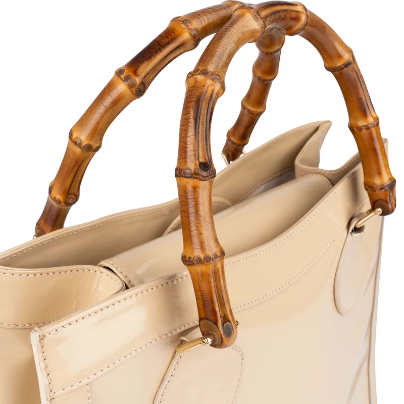 Gucci Patent Leather Bamboo Handle Large Diana Tote Handbag