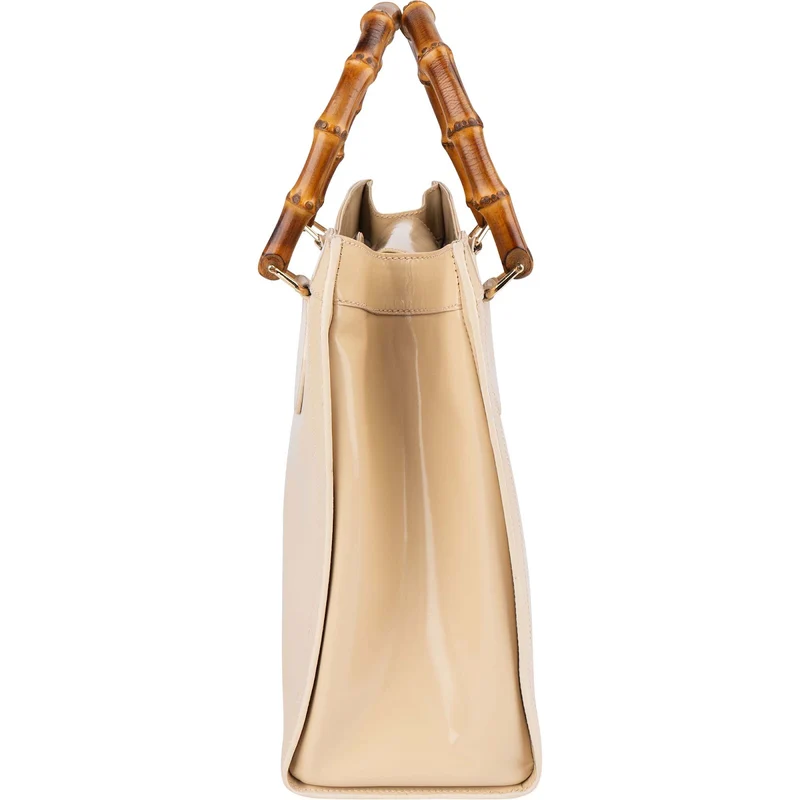 Gucci Patent Leather Bamboo Handle Large Diana Tote Handbag