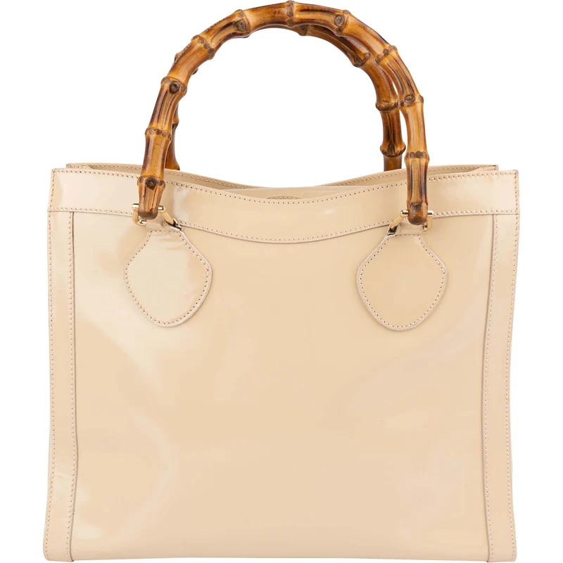Gucci Patent Leather Bamboo Handle Large Diana Tote Handbag
