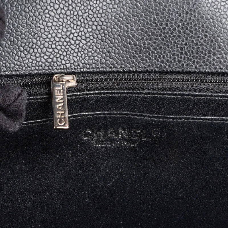 Chanel Quilted Caviar Leather Palladium Maxi Single Flap Crossbody Bag