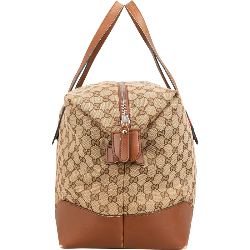 Gucci Monogram GG Canvas Web Boston Travel Bag