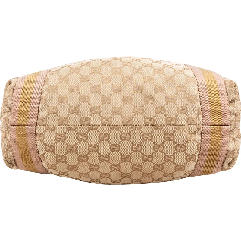 Gucci Monogram GG Canvas Striped Handle Tote Handbag