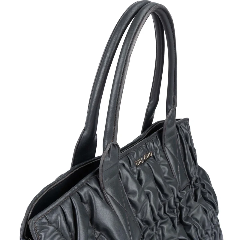 Miu Miu Grey Matelassé Nappa Leather Tote Handbag
