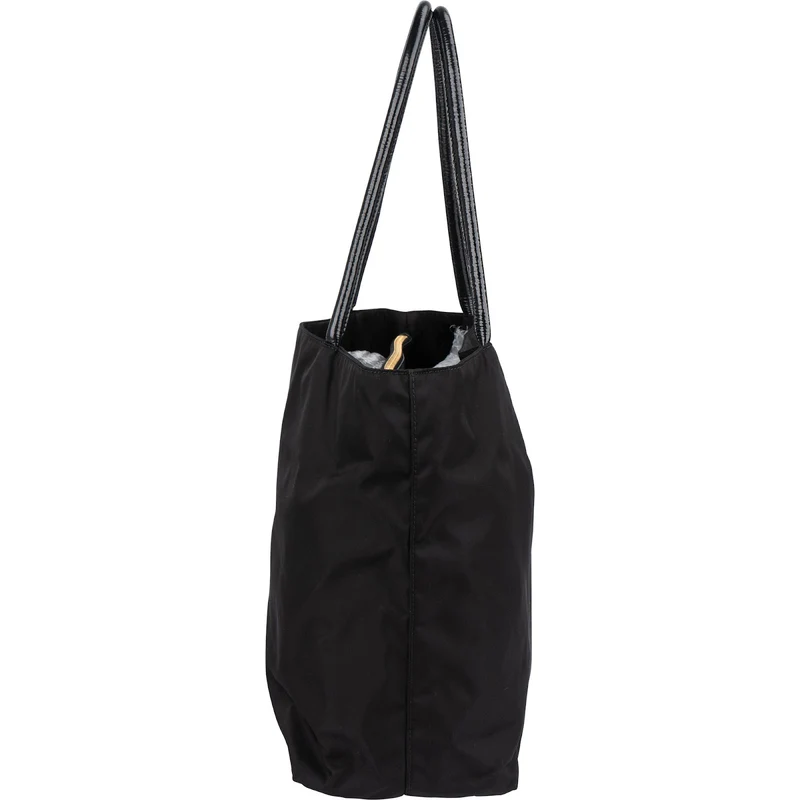 Prada Tessuto Nylon Patent Leather Handle Tote Shoulder Bag
