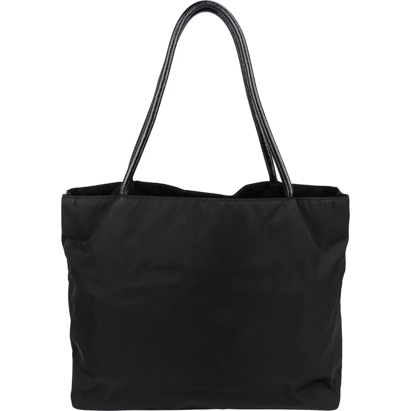 Prada Tessuto Nylon Patent Leather Handle Tote Shoulder Bag