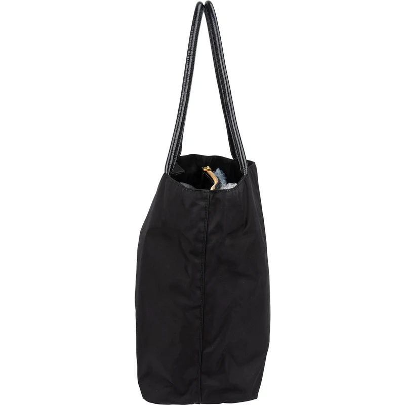 Prada Tessuto Nylon Patent Leather Handle Tote Shoulder Bag