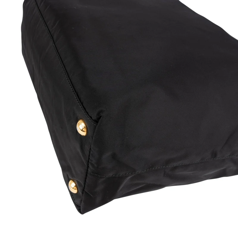 Prada Tessuto Nylon Patent Leather Handle Tote Shoulder Bag