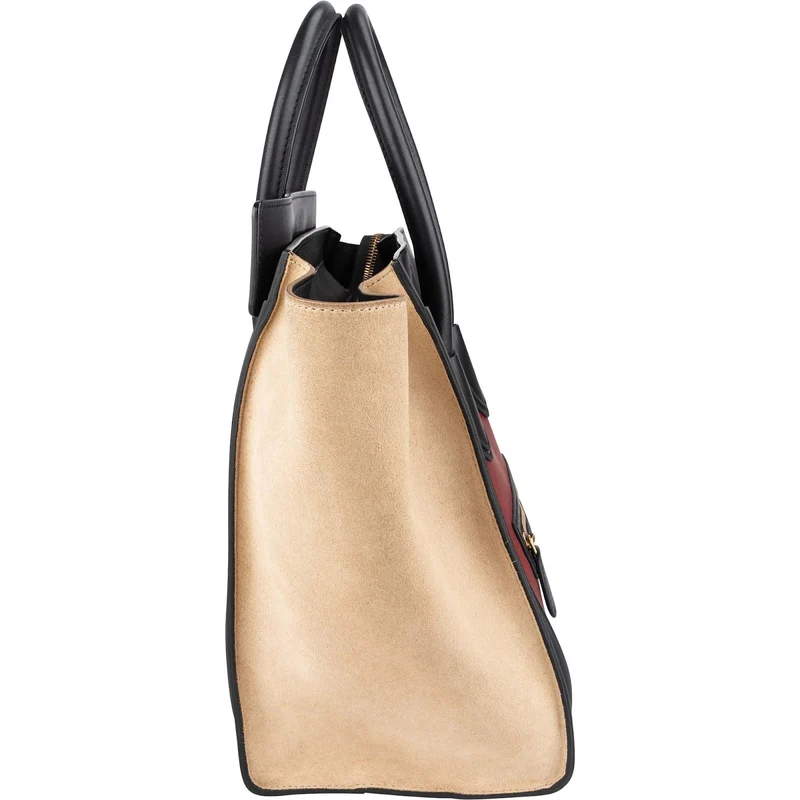 Celine Suede Bicolor Leather Luggage Handbag