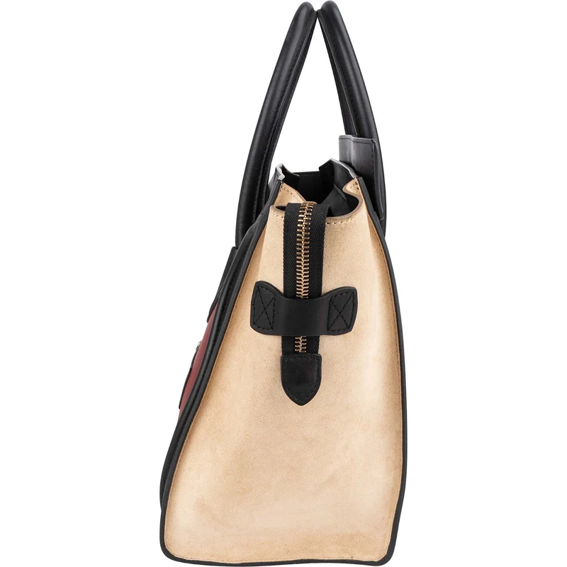 Celine Suede Bicolor Leather Luggage Handbag