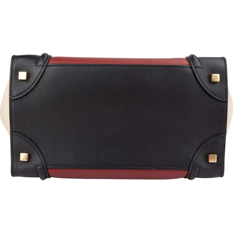 Celine Suede Bicolor Leather Luggage Handbag