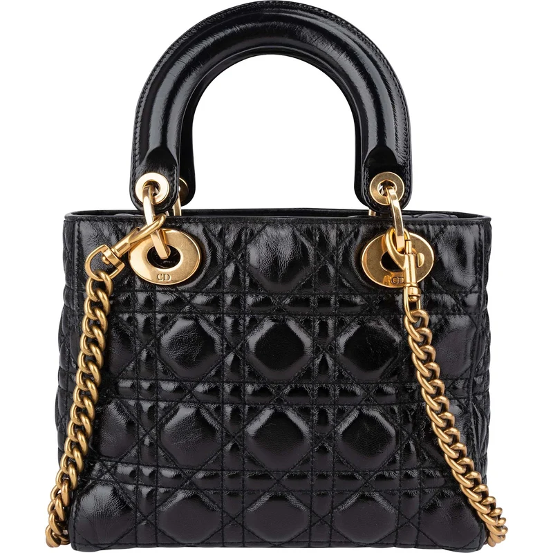 Christian Dior Crinkled Quilted Lambskin Lady Dior Handbag