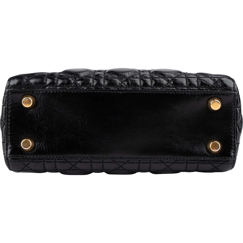 Christian Dior Crinkled Quilted Lambskin Lady Dior Handbag