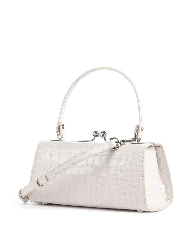 Vivienne Westwood Doll Frame Embossed Croc XL Handtasche pearl white