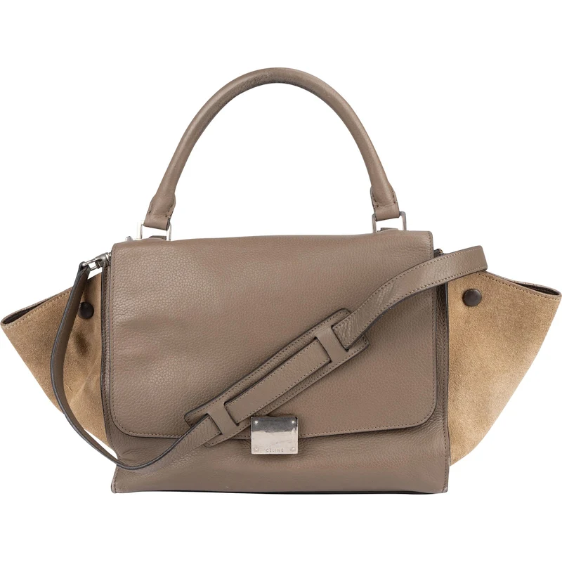 Céline Drummed Suede Leather Trapeze Handbag