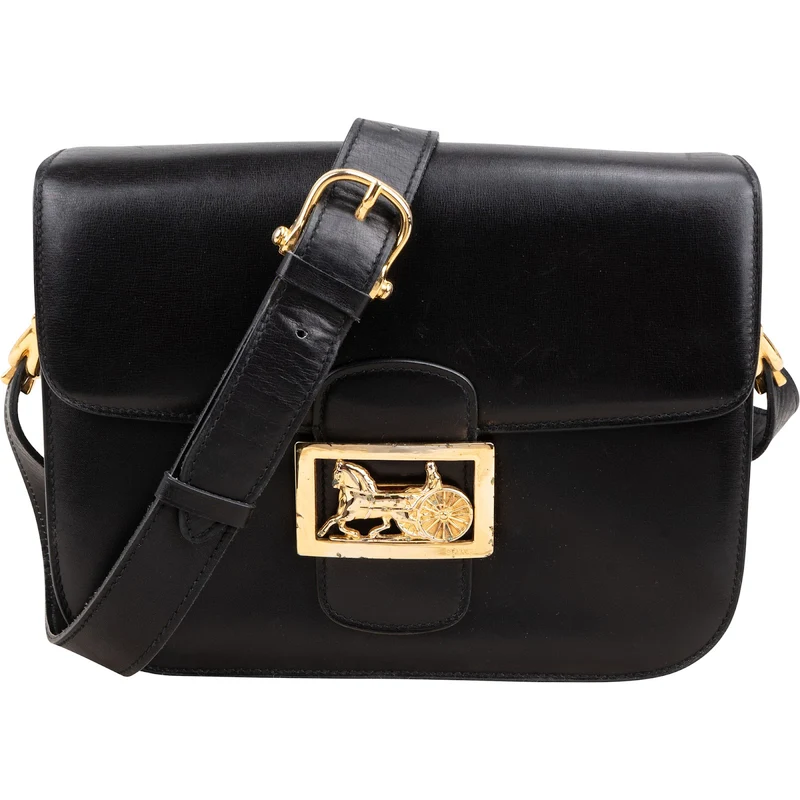 Celine Boxcalf Leather Horse Carriage Triomphe Shoulder Bag