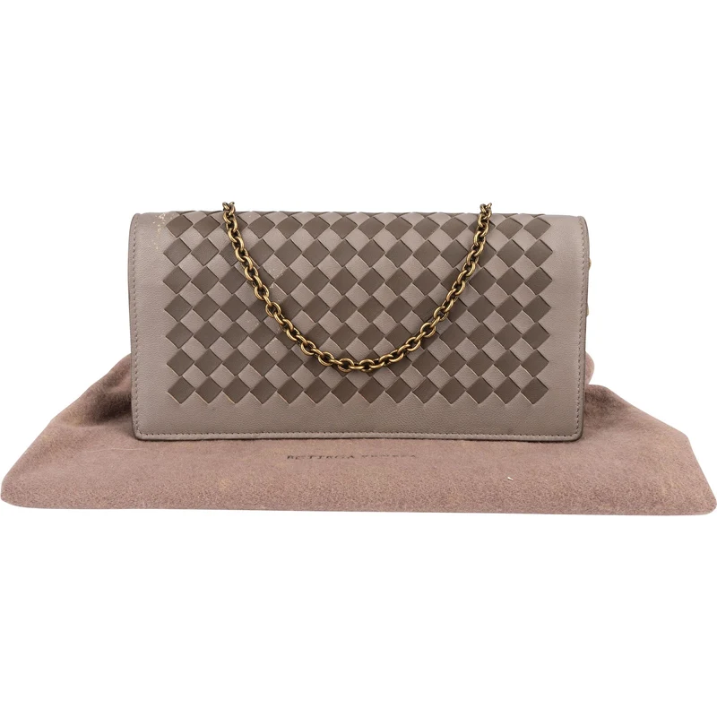 Bottega Veneta Intrecciato Leather Wallet On Chain Crossbody Bag