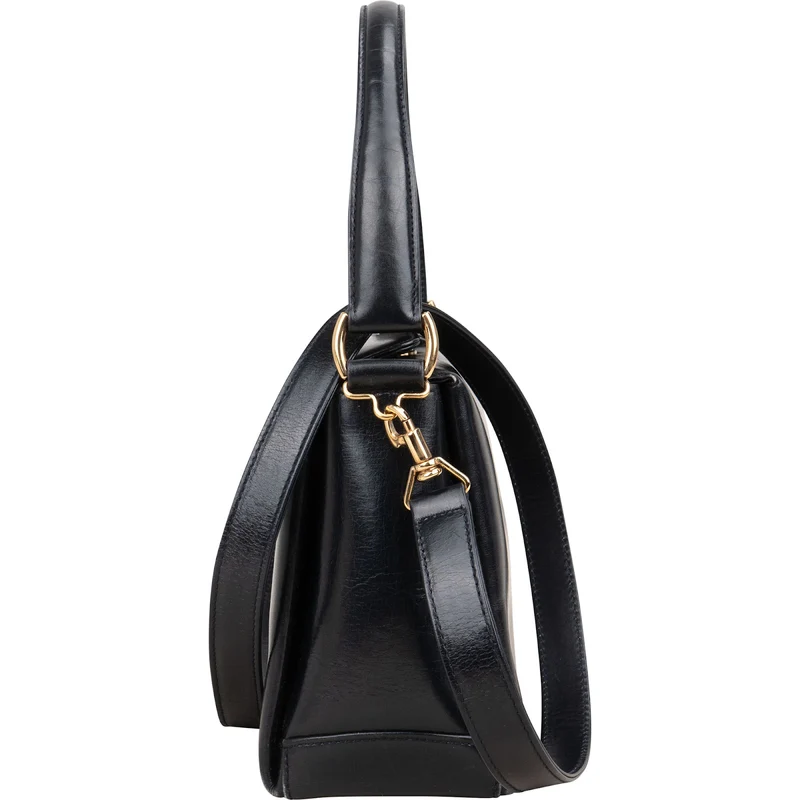 Gucci Blue Vintage Leather Bamboo Top Handle Handbag