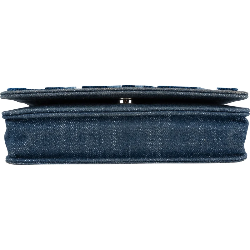 Chanel Denim Velvet Graffiti Wallet On Chain Crossbody Bag