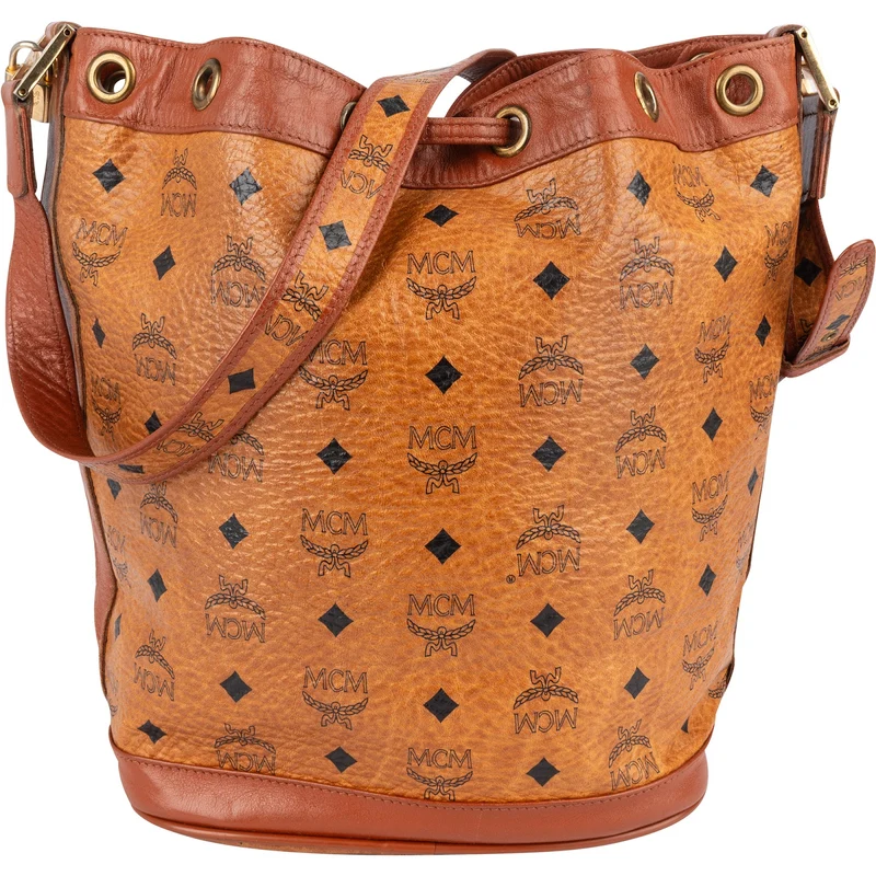 MCM Monogram Visetos Drawstring Bucket Crossbody Bag