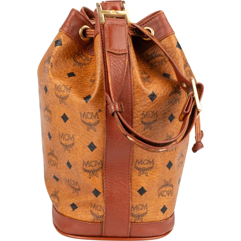 MCM Monogram Visetos Drawstring Bucket Crossbody Bag