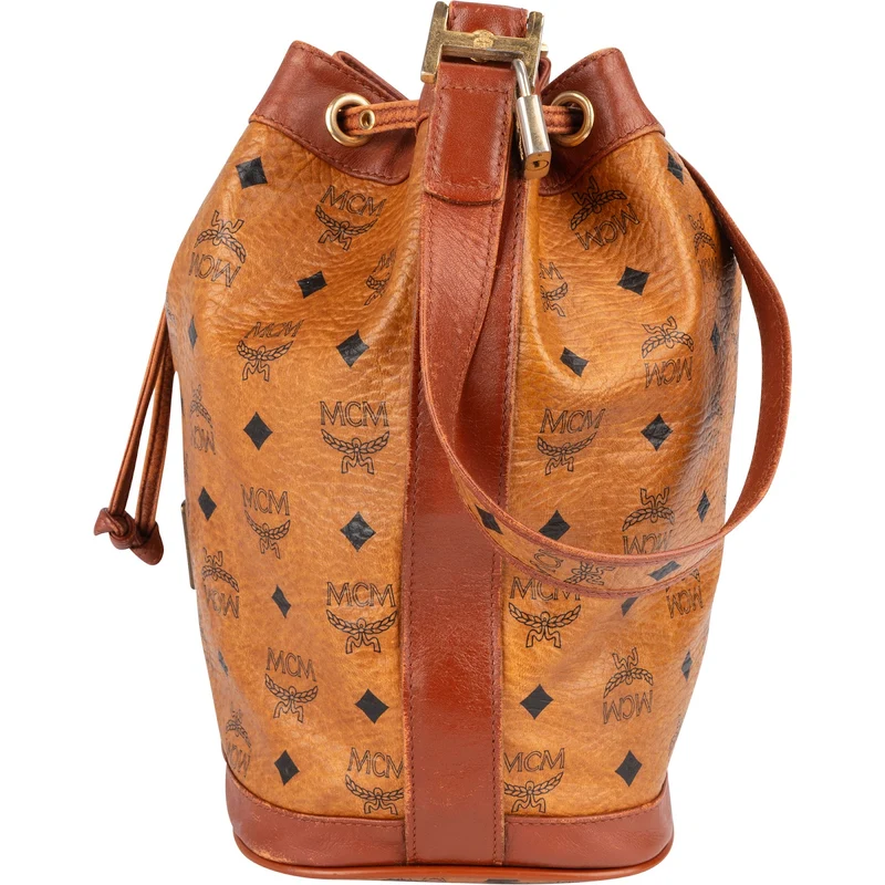 MCM Monogram Visetos Drawstring Bucket Crossbody Bag