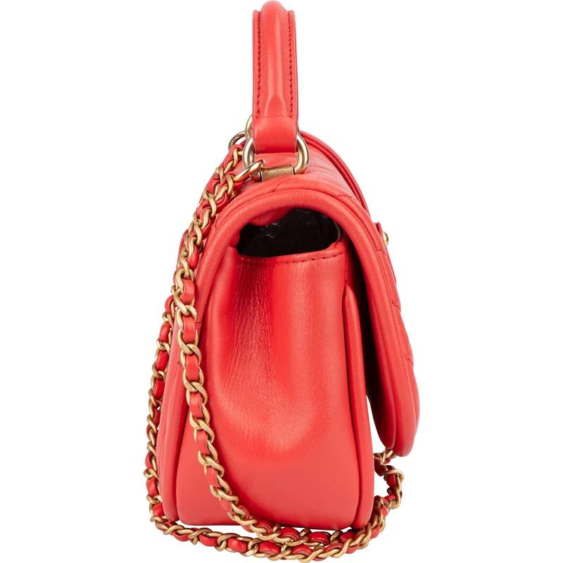 Chanel Chevron Lambskin Single Flap Top Handle Crossbody Bag