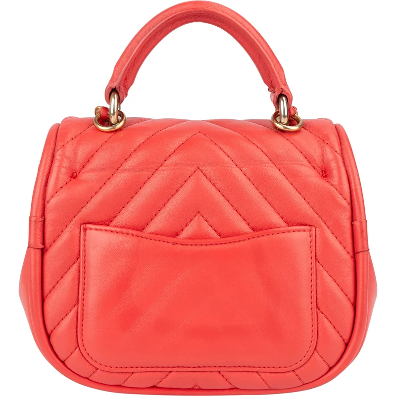 Chanel Chevron Lambskin Single Flap Top Handle Crossbody Bag