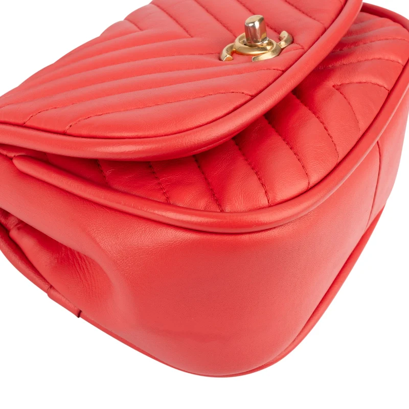 Chanel Chevron Lambskin Single Flap Top Handle Crossbody Bag