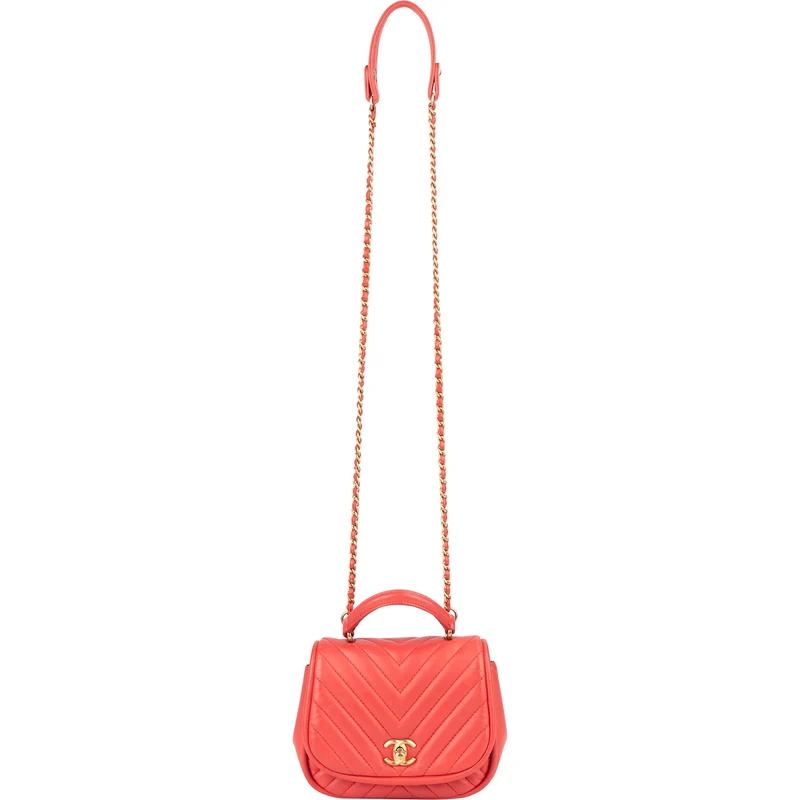 Chanel Chevron Lambskin Single Flap Top Handle Crossbody Bag