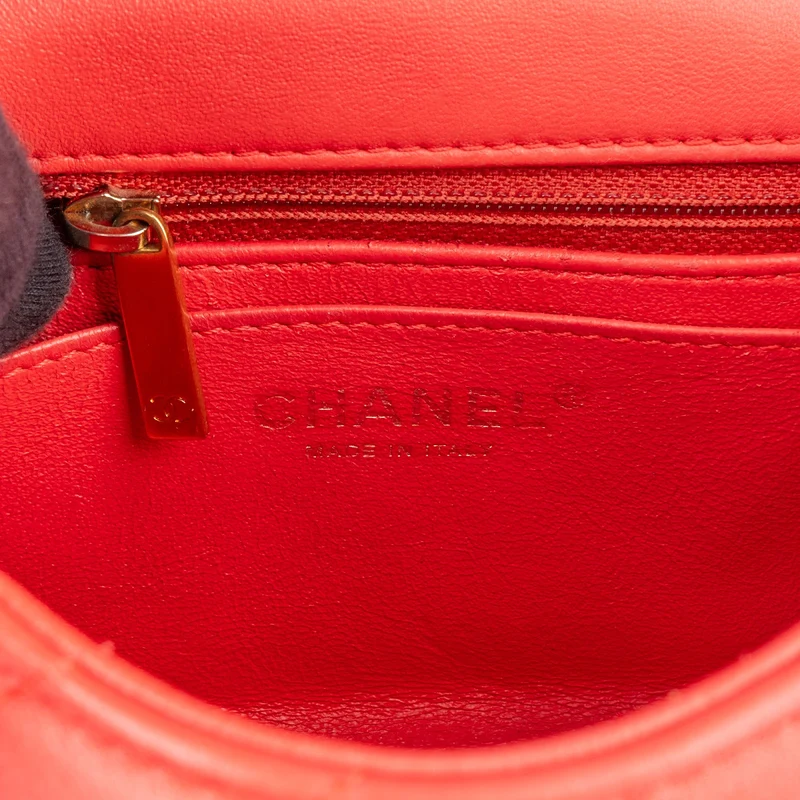 Chanel Chevron Lambskin Single Flap Top Handle Crossbody Bag