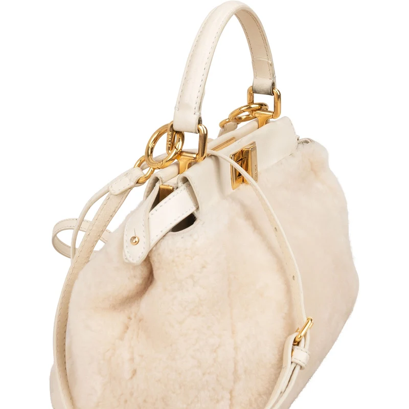 Fendi Shearling Mini Peekaboo Handbag