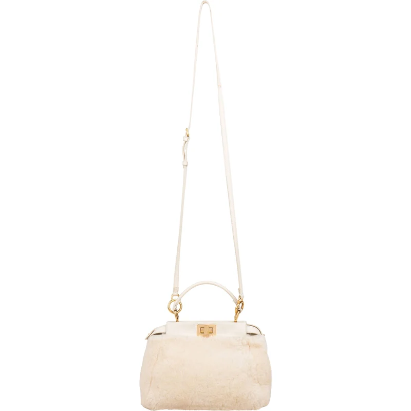 Fendi Shearling Mini Peekaboo Handbag