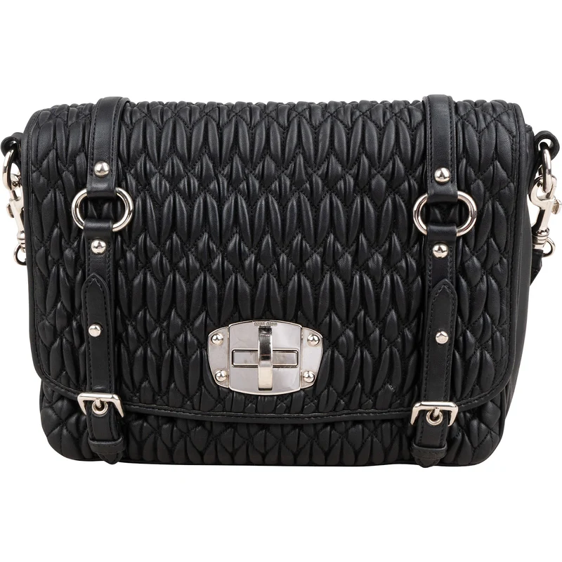 Miu Miu Matelassé Nappa Leather Cuir Turnlock Flap Crossbody Bag