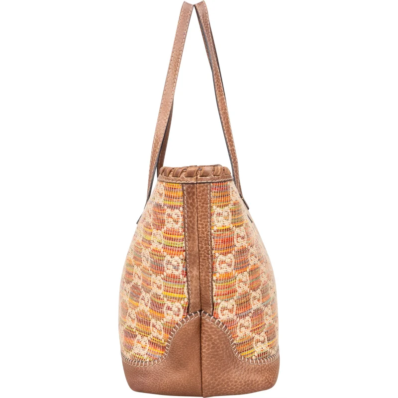 Gucci Monogram Multicolor Raffia and Leather GG Bamboo Tassel Tote Shoulder Bag