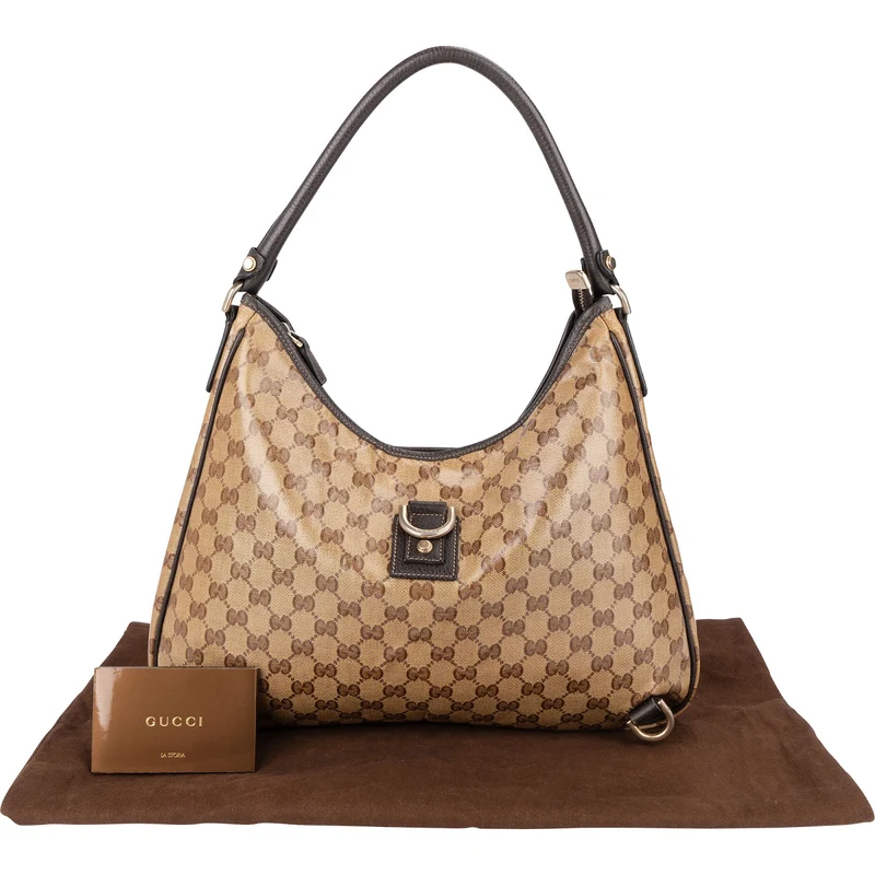 Gucci Monogram Crystal GG Abbey D-Ring Hobo Shoulder Bag