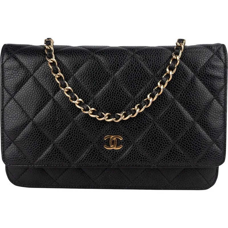 Chanel Quilted Caviar Leather Wallet On Chain Crossbody Bag