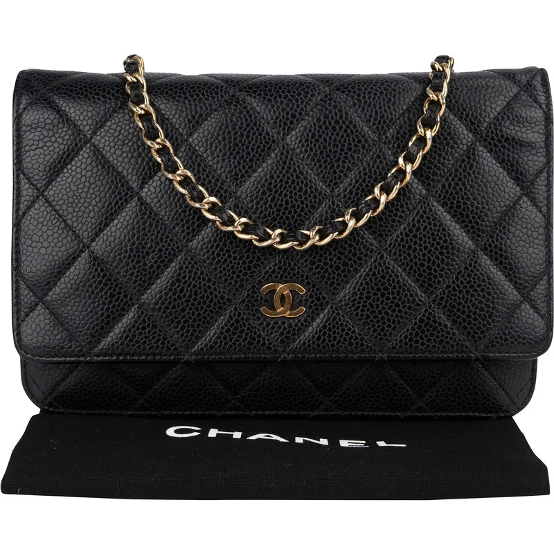 Chanel Quilted Caviar Leather Wallet On Chain Crossbody Bag