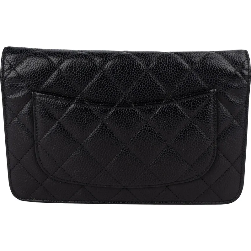 Chanel Quilted Caviar Leather Wallet On Chain Crossbody Bag