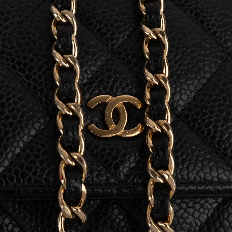 Chanel Quilted Caviar Leather Wallet On Chain Crossbody Bag