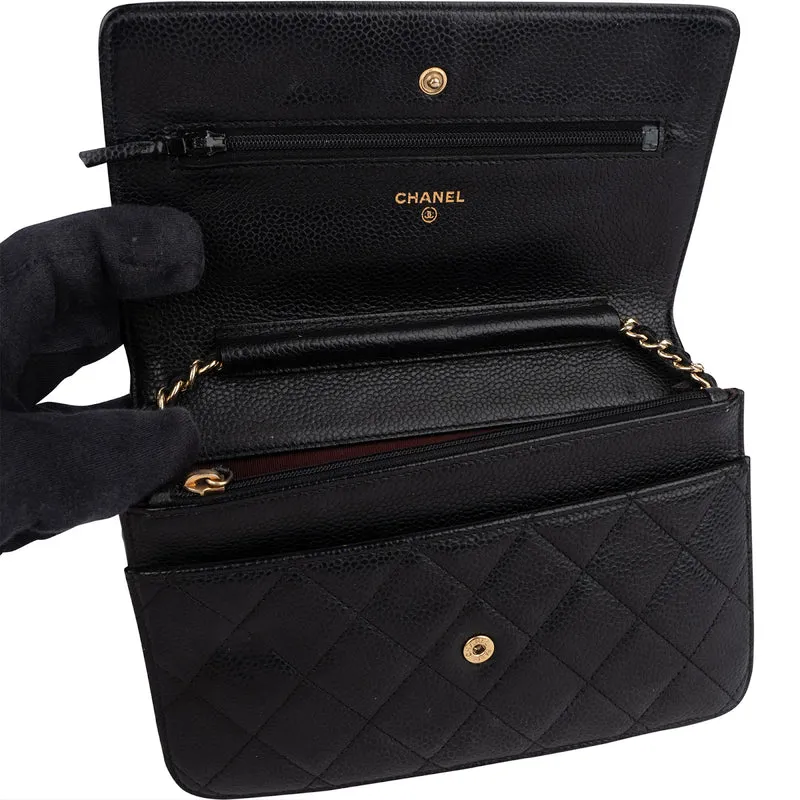 Chanel Quilted Caviar Leather Wallet On Chain Crossbody Bag