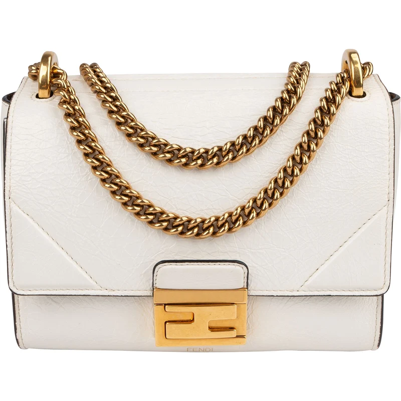 Fendi Blanco Patent Leather Kan U Flap Crossbody Bag
