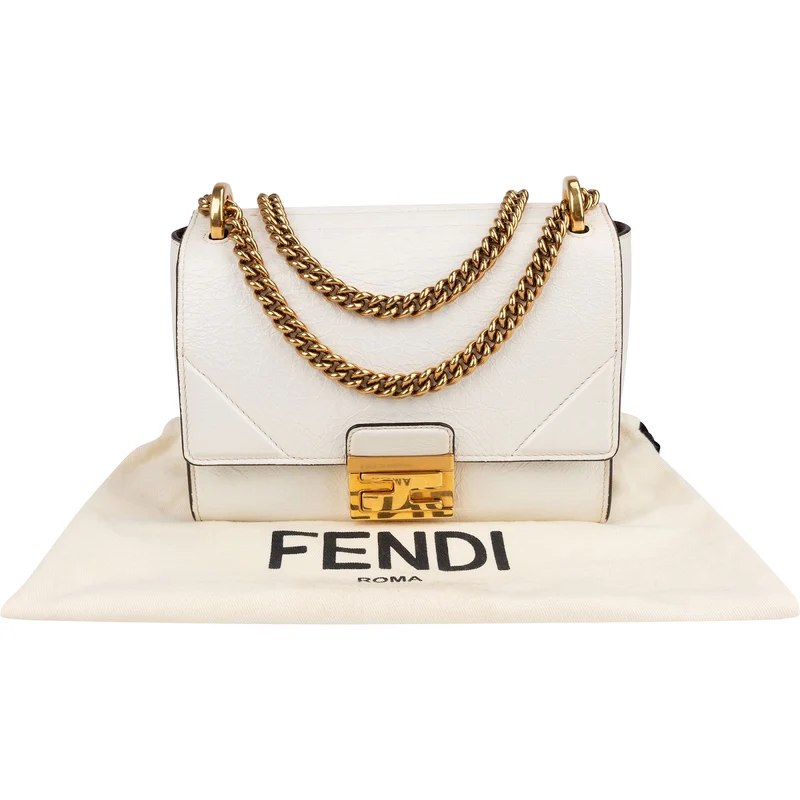 Fendi Blanco Patent Leather Kan U Flap Crossbody Bag