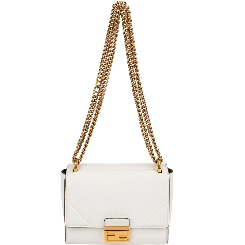 Fendi Blanco Patent Leather Kan U Flap Crossbody Bag