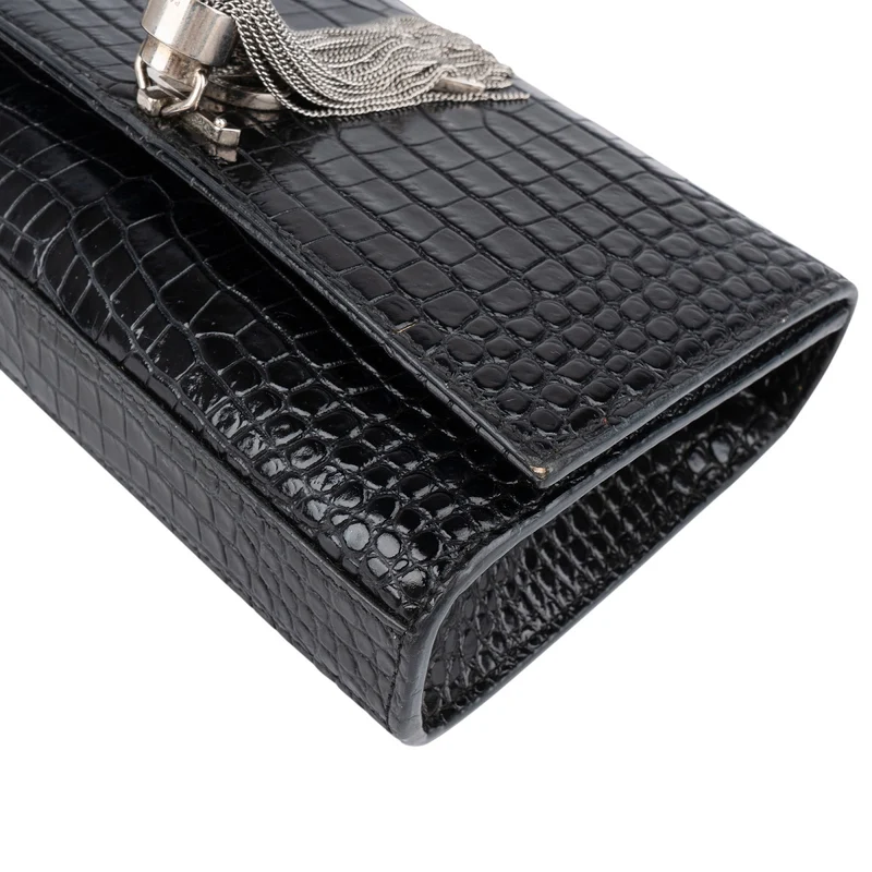 Yves Saint Laurent Croc-Embossed Leather Kate Tassel Crossbody Bag