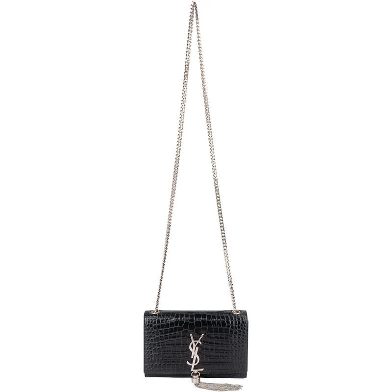 Yves Saint Laurent Croc-Embossed Leather Kate Tassel Crossbody Bag