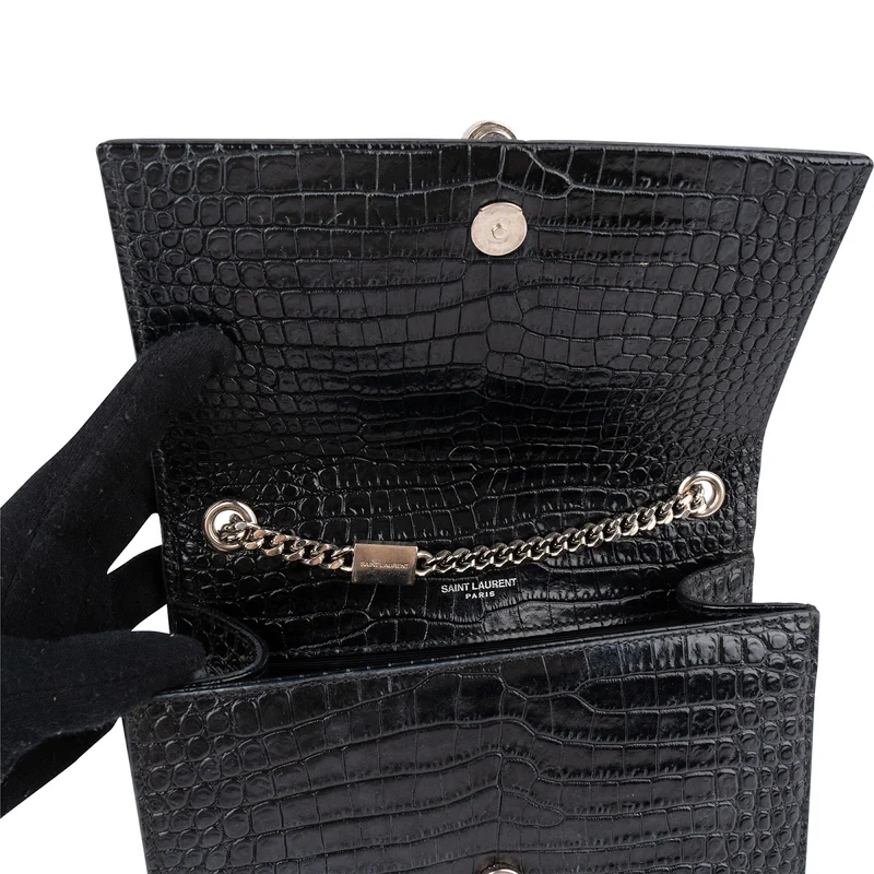 Yves Saint Laurent Croc-Embossed Leather Kate Tassel Crossbody Bag