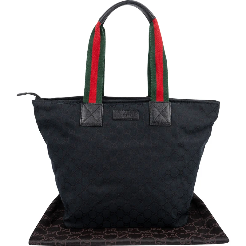 Gucci Monogram GG Canvas Web Stripe Tote Shopper Shoulder Bag